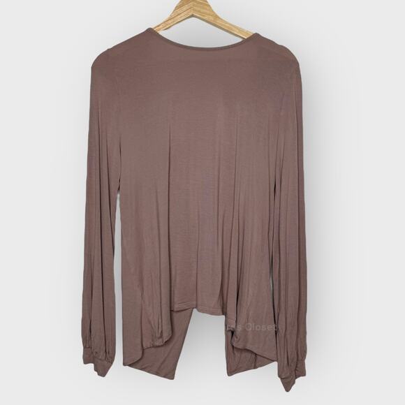 Lulus Exclusive Twist Back Long Sleeve Top Medium Taupe Backless Boho Casual - Picture 1 of 11